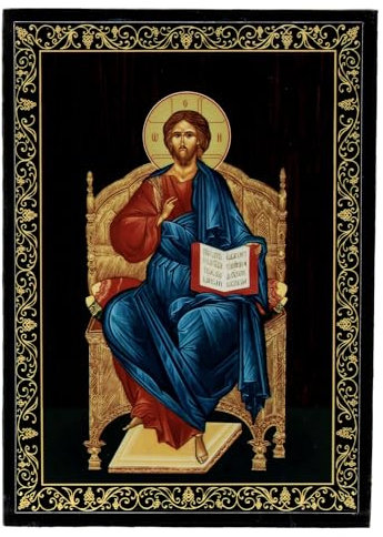 Scatola Cristo in trono 14x10 cm cartapesta