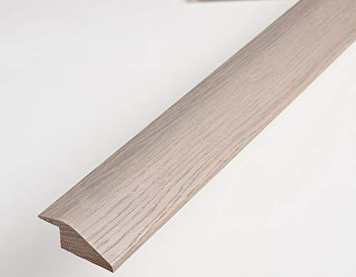 Threshold Door Strip Solid Oak R Section 7mm Ramp Reducer Trim 90cm for Wood & Laminate Flooring Light Grey Oak