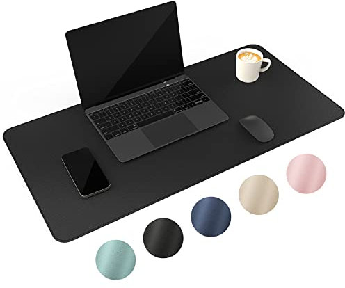 Schreibtischunterlage Schreibtischunterlage Desk Mat Schwarz Tischunterlage Schreibtisch Schreibtischauflage Deskmat Tisch Unterlagenmatte PU Leder Wasserdicht Rutschfest 60 x 35cm