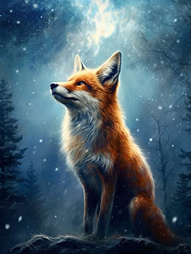 Zeyevan Diamond Painting Fuchs Zubehör Bilder, DIY 5D Diamant Painting Bilder Tiere Kreuzstich Strass Stickerei Handwerk Für Home Office Wanddekoration 30x40 cm