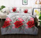 4 Piece Complete Bedding Set 3D Design Floral, Animal Printed Duvet Cover with Fitted Sheet Pillowcases (319 Grey Red Rose, King)