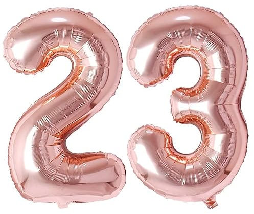 Vthoviwa 40'' Palloncini Numeri 23/32 Rosa Oro, Pallone 23/32. 0123456789,10-19,20-25,30,40,50,60,70,80,90 Compleanno Numero Palloncini Foglio, Palloncino 23/32 Deco Festa Supporta Elio