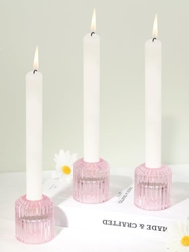 HofferRuffer Bougeoirs 2 en 1 pour bougies chauffe-plat (3 pièces, rose)