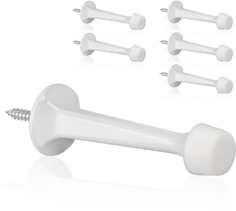 KOVOSCH 6 Pack Solid Rigid Door Stops - Heavy Duty Door Stoppers Wall Protector with Soft Rubber Tips, White
