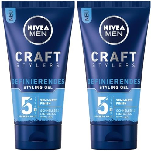 Nivea Men Craft Stylers Definierendes Styling Gel, Haargel mit Semi-matt Finish, schnelles und einfaches Haarstyling mit starkem Halt, 1er-Pack (1 x 150 ml) (Packung mit 2)
