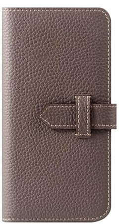 LXURY Flip Wallet Case for iPhone 15 Pro Max/15 Pro/15 Plus/15, Litchi Grain Genuine Leather Case with Cash Card Slot Premium Business Cover,Brown,15''