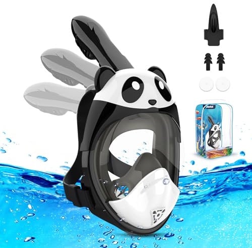 Urmaxs Schnorchelmaske für Kinder, 180° Panoramablick, Vollgesichtsmaske, sicheres Atmen, Tauchmaske, beschlagfrei und auslaufsicher, geeignet für Kinder, Geschenk