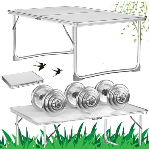 Lucn Pop-Up-Klapptisch, Campingtisch, Garten, Catering, Bock, Tisch, Outdoor, Innenbereich, Camping, Küche, Arbeitsplatte, Tisch für Grill, Picknick, Party, Abendessen, 60 x 40 x 26 cm, Weiß
