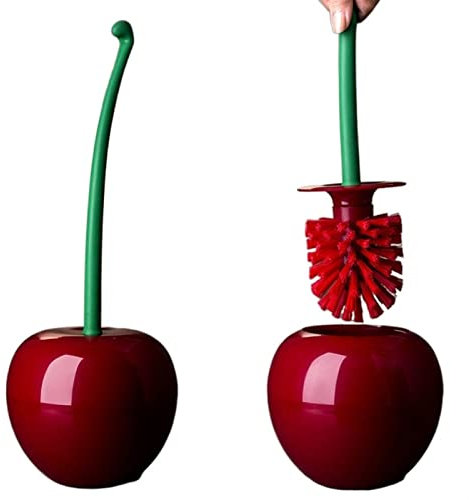 Toilet Brush Creative Lovely Cherry Shape Lavatory Brush Toilet Brush Holder Set Red Toilet brush toilet holder bathroom accessories Toilet Cleaner (Color : Wine red Red head)
