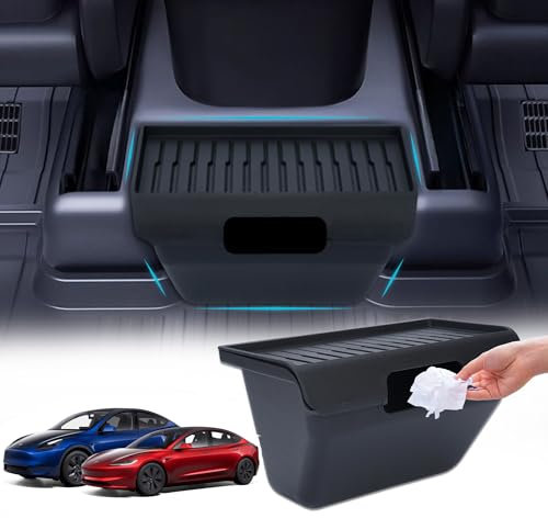awliye Trash Can Fit Tesla Model Y,Garbage Can Bin Accessories,Rear Center Console Storage Box Organizer,Black