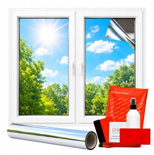 Solar Systems Sonnenschutzfolie Fenster Innen 50x200 cm | Selbstklebende Fensterfolie mit Montageset. Für Fenster Innen. UV- & Hitzeschutz, wärmedämmend im Winter & kratzfest.