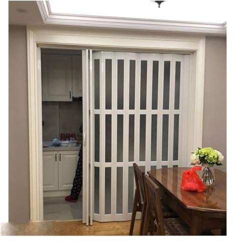JLXJYS Multifold Accordion Door, Aluminum Internal Sliding Door/Cupboard Kitchen Bathroom Room Divider Retractable Screen Doors, White Folding Door(76x80in(193x203.2cm))