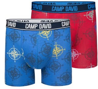 Camp David Herren Boxershorts mit All Over Print, 2er-Pack Electric Blue/Red S