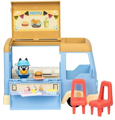 BlueY Set de Jeu Camion-Restaurant modulable, Qui se transforme en café avec Zone de Repas, Contenant 1 Figurine Exclusive avec Un Tablier et Une visière, 5 Accessoires et des Autocollants