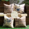 Kissenbezug Frühling Braun 40x40cm 4er Set Leinen wasserdichte Sofakissen Landhausstil Kissenbezüge Moderne Abstrakte Blumen Vögel Aquarellmalerei Dekokissen für Draußen Heim Sofa Garten