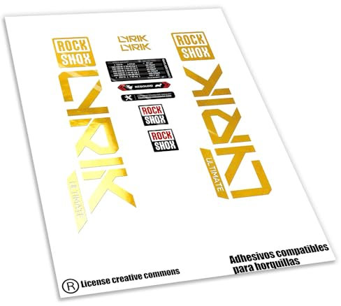 WP537 Aufkleber kompatibel mit Rock Shox Lyrik Ultimate 2023-25 Gabel-Fahrradaufkleber, MTB Aufkleber, GABELAUFFKLEBER (Chrom-Gold)