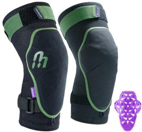 MUZUP Offedge Knieschoner – CE-zertifizierte Stoßdämpfer Knieschoner für MTB, Downhill und Schneesport – Jugendliche und Erwachsene/Klein (35–40 cm)