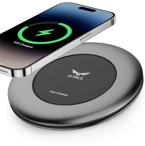 Wireless Charger 10W, Qi-Certified Wireless Phone Charger, Round Fast Charging Station Pad for iPhone 16/15/14/13/12/12 Pro/11/XR/XS/X/8/SE, Galaxy S24/S23/S22/S21/S20/S10/S9/S8 Plus, AirPods