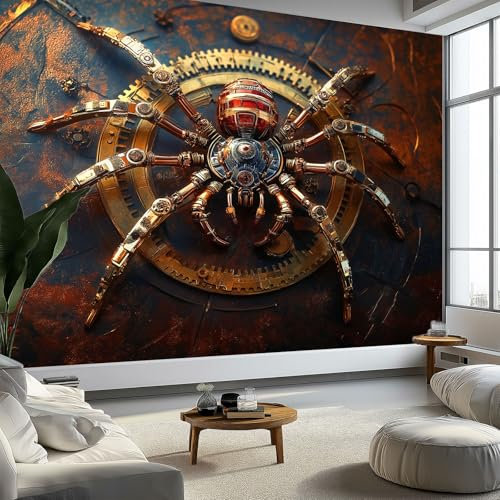 Fototapete 3D Effekt Steampunk-Industrie Mechanischer Retro -Vliestapete Wohnzimmer Schlafzimmer Vlies Wanddekoration Tapete Wandtapete UV-Beständig (200 x 140 cm)
