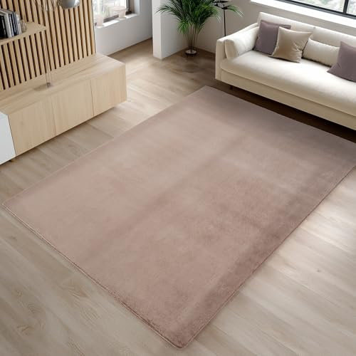 Carpetsale24 Kurzflor Teppich Wohnzimmer 240 x 340 cm Braun - Teppich Waschbar, rutschfest, Weich, modern einfarbig Design - für Schlafzimmer, Küche, Esszimmer
