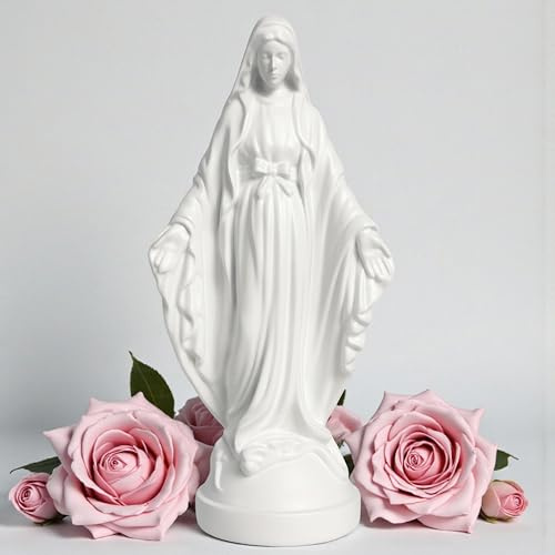 Pop Mary Statue Moderne Jungfrau Maria Statue Dekorative Harzfigur Einzigartiges Sammlerstück Geschenk (Weiß)