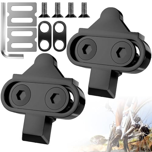 Bike Fahrrad Schuhplattenset Set mit Rutschfesten Cleat Plates, Pedal Cleats für Mountainbike, Pedalplatten Fahrradzubehör Set für Männer Frauen Bike Pedale & Indoor-Cycling-Schuhe