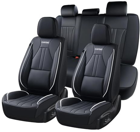 zyver Für Dacia Autositzbezüge Vollständiges Set, Vordersitzbezüge und Rücksitzbezug, wasserdicht, Leder, Automobil-Sitzbezug, universelles Auto-Innenschoner(Schwarz)