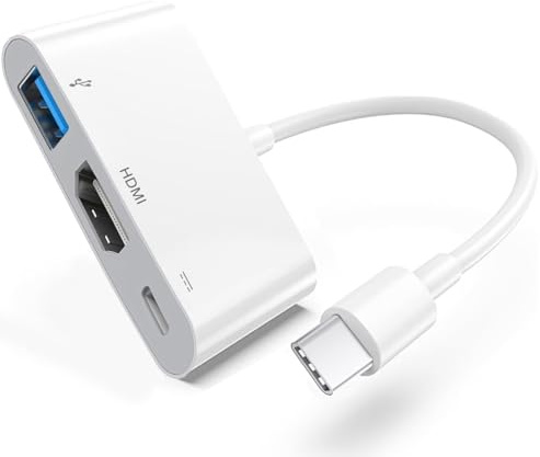 Apple USB-C Digital AV Multiport Adapter with HDMI 8K@60Hz & USB 3.2 & 100W Charging Port for iPhone 15/16/17, MFi Certified Type-C HDMI Converter for MacBook Pro/Air, iPad Pro, iMac and More (White)