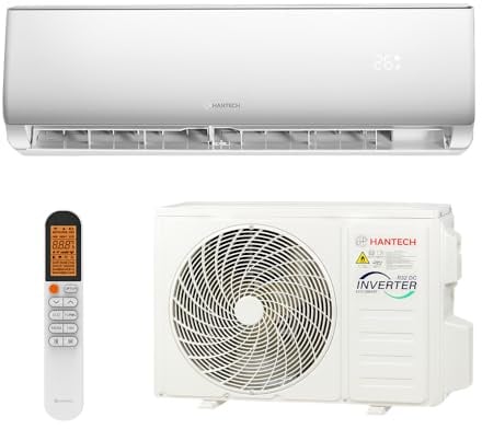 HANTECH Split Klimaanlage 9000 BTU 2,6 kW Inverter Set - Klimagerät mit App-Funktion zum Kühlen und Heizen – Modell Elegant (bis 30m²)
