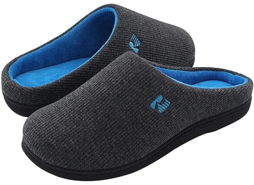 RockDove Bicolore Pantofola da Uomo in Memory Foam, 46/47 EU, Grigio Scuro e Blu