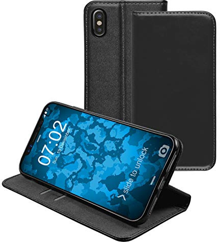 PhoneNatic Kunst-Lederhülle kompatibel mit Apple iPhone XS Max - Book-Case schwarz