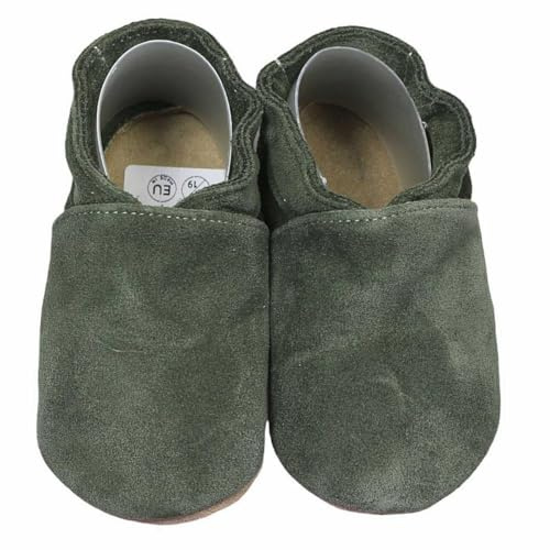 HOBEA-Germany Krabbelschuhe für Jungs und Mädchen in verschiedenen Designs 22/23 (18-24 Mon), Oliv Wildleder
