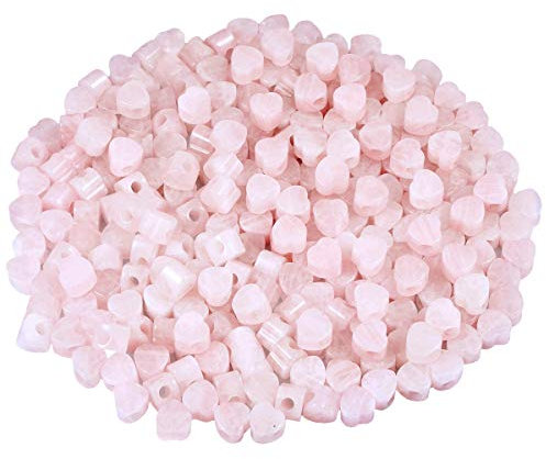 TUMBEELLUWA Stone Bead for Jewelry Making, Healing Crystal Large Hole Heart Shape Loose Beads Pack of 15,Rose Quartz