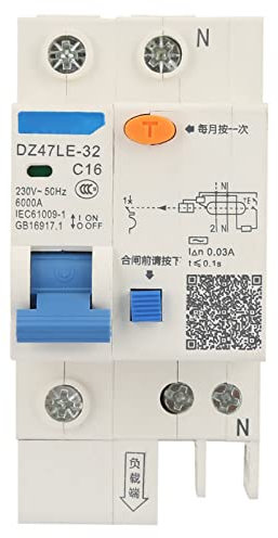 DZ47LE-32 1P + N-Leitungsschutzschalter 16A 20A 230V Schutz vor Erdschluss Überlast Kurzschlussschutz(12A)
