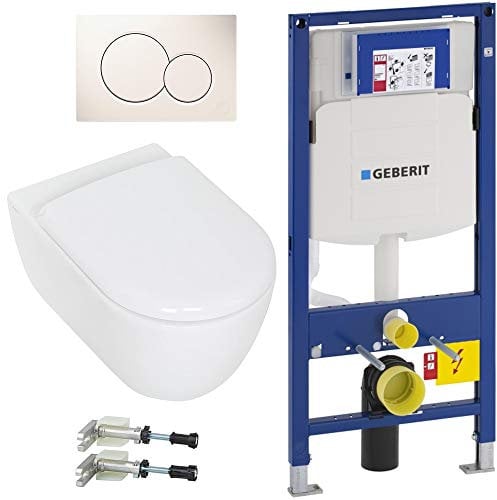 WC Set Geberit Duofix UP320 Drückerplatte Sigma01 Wand WC spülrandlos rimless