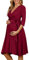 KOJOOIN Robe de maternité Robe de maternité pour Femmes Enceintes Robe d'allaitement Col en V à Manches Longues avec Ceinture,Bordeaux,M