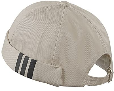CLAPE Cotton Brimless Docker Cap Ohne Schirm Verstellbar Dockermütze Seemannsmütze Atmungsaktiv Bikermütze Beanie Sailor Cap Beige CT12