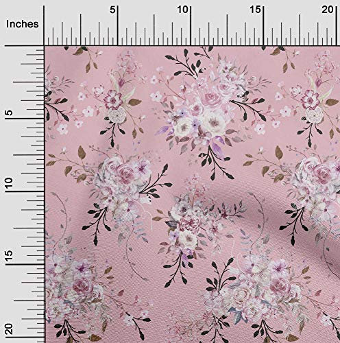 oneOone Georgette Viskose Stoff Aquarell Blatter und Blumen Blumen - Gewebe Zum Nahen Gedruckt Craft Meterware 42 Zoll Breit
