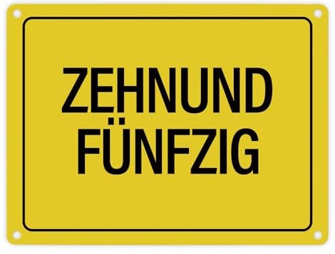 60. Geburtstag Metallschild mit Spruch: Zehnundfünfzig Geschenk sechzig Runder