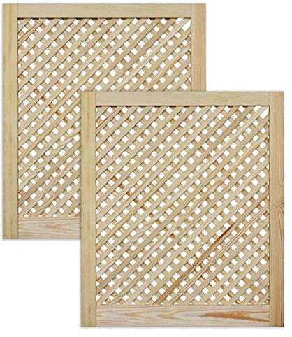 ben+camilla.com Gittertür Holztür natur 69 x 59,4 cm Schranktür Raumteiler Schiebetür für Regale, Schränke, Möbel | Kiefer Holz unbehandelt | Doppel-Paket 2-er Pack Beige