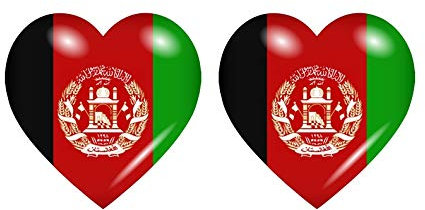 Akachafactory 2X Sticker Aufkleber Flaggen Flagge Fahne Herzen AFG Afghanistan