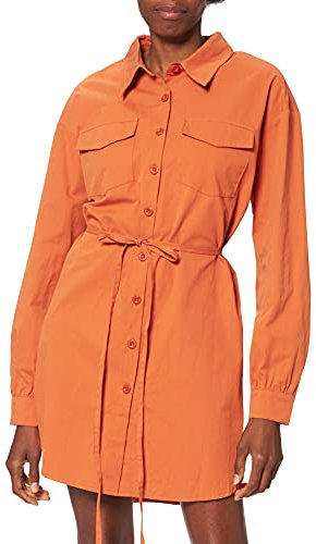NA-KD Oversized Belted Shirt Camisa, Naranja, 38 para Mujer