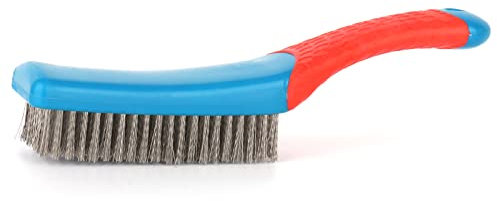 Wire Brush for Metal Paint Removal Steel Wool Scrubber with Handle Rust Stain Remover Tool Metal Bristle Brush for Cleaning Concrete Paint Remover Scrub Brush with Stainless Steel Wire Bristles