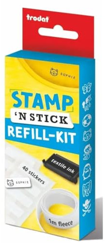 Stamp 'N Stick Nachfüllset – Setzen Sie die Verwendung Ihres Stempels weiter und personalisieren Sie Kinderuniformen und -gegenstände.
