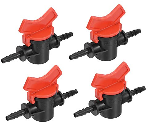 sourcing map Ball Valve 1/4 Barb Connector Shut Off Switch Plastic for Irrigation Drip Tube 4 Pack