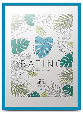 aFFa frames, Batino, Cadre photo en bois, Light, Rectangle, avec vitre acrylique, dos HDF, Bleu, A4, 21x29,7 cm