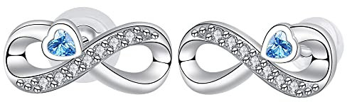 Arrebol Unendlichkeit Ohrringe Damen 925 Sterling Silber Ohrstecker mit Herz Zirkonia Ohrschmuck Für Frauen mit Geschenkbox