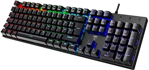 RisoPhy Mechanische Gaming-Tastatur, RGB 104 Tasten, ultraschlanke LED-Hintergrundbeleuchtung, kabelgebundene USB-Tastatur mit blauem Schalter