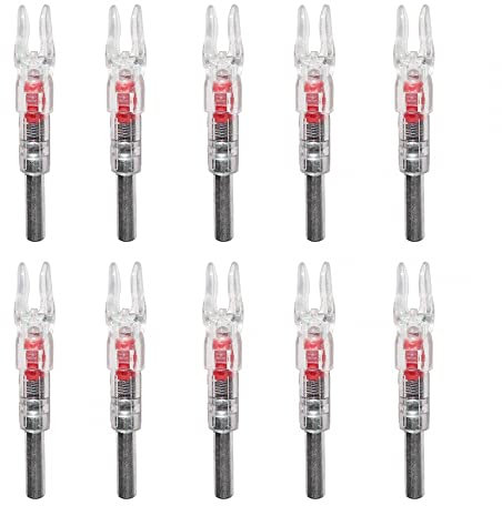 DONGKER Pfeil Nocken, 10 Stück 6,2mm LED Bogenschießen Pfeilnocken, Beleuchtete Nocken mit Automatischer Beleuchtung für 6.2mm Carbon Pfeil Armbrust
