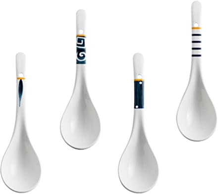 4pcs Spoon Drizzle Ladle Ceramic Sauce Ladle Dessert Cutlery Oatmeal Dinnerware Porcelain Sauce and Soup Ladle Soup Eating Soup Dipper Bone Japanese-style Ceramics Baby South Korea